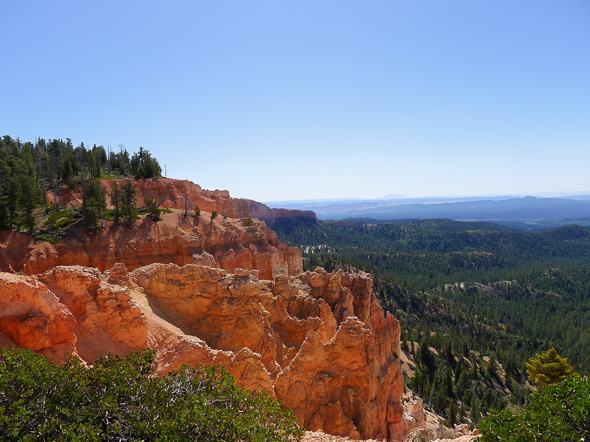 Cassidy trail hike in Bryce Canyon National Park surrounded by red cliffs