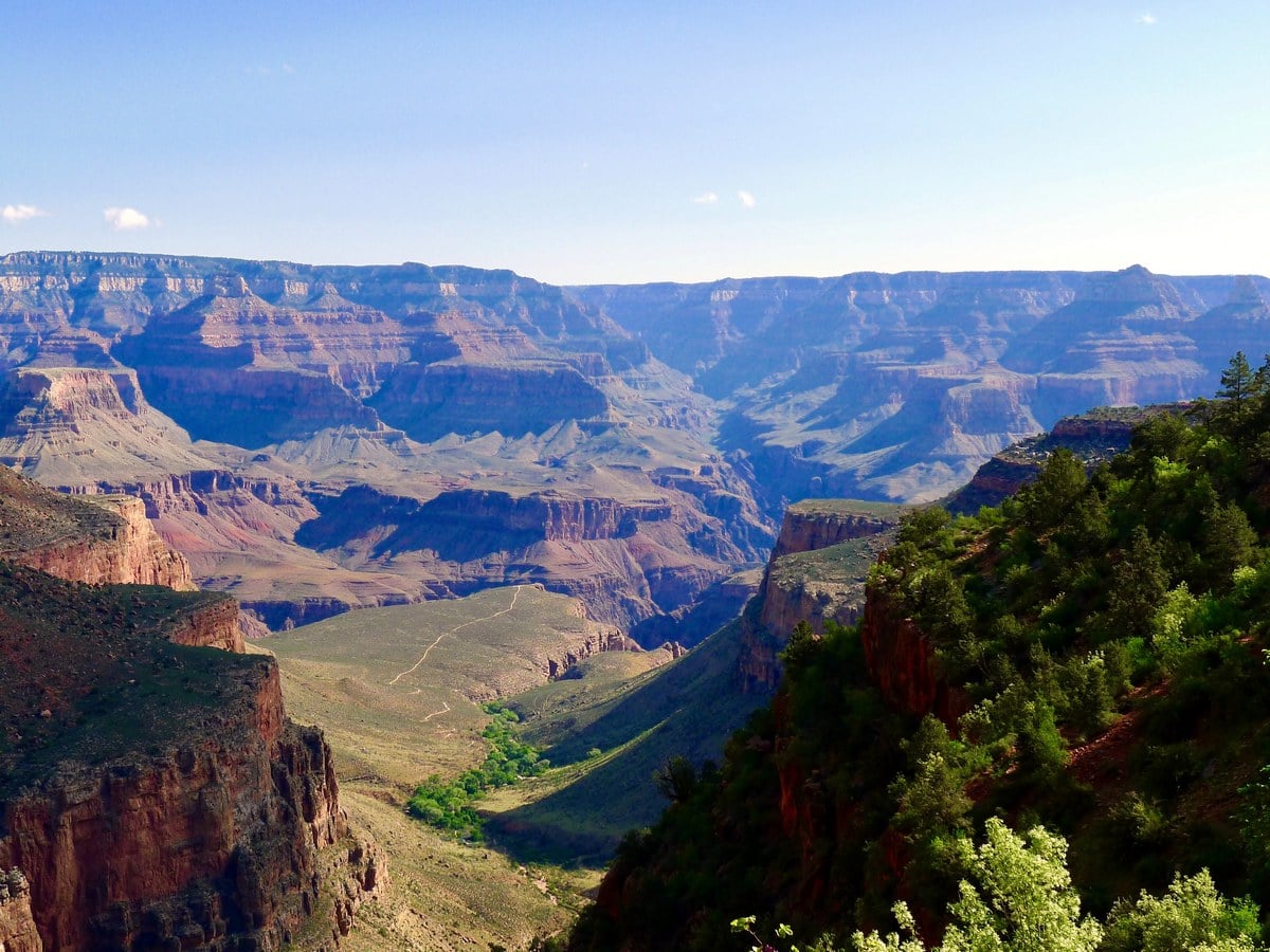 View of trail below the Bright Angel Trail Hike in Grand Canyon National Park, Arizona