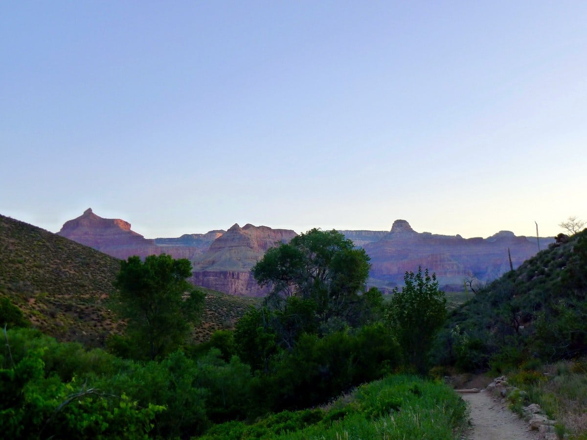 Views across the canyon from the Bright Angel Trail Hike in Grand Canyon National Park, Arizona