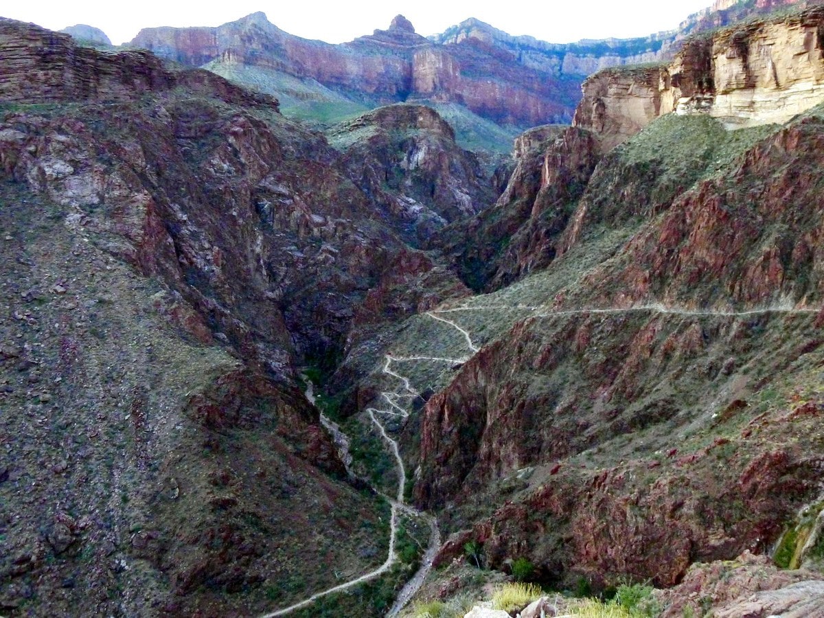 Switchbacks on the Bright Angel Trail Hike in Grand Canyon National Park, Arizona