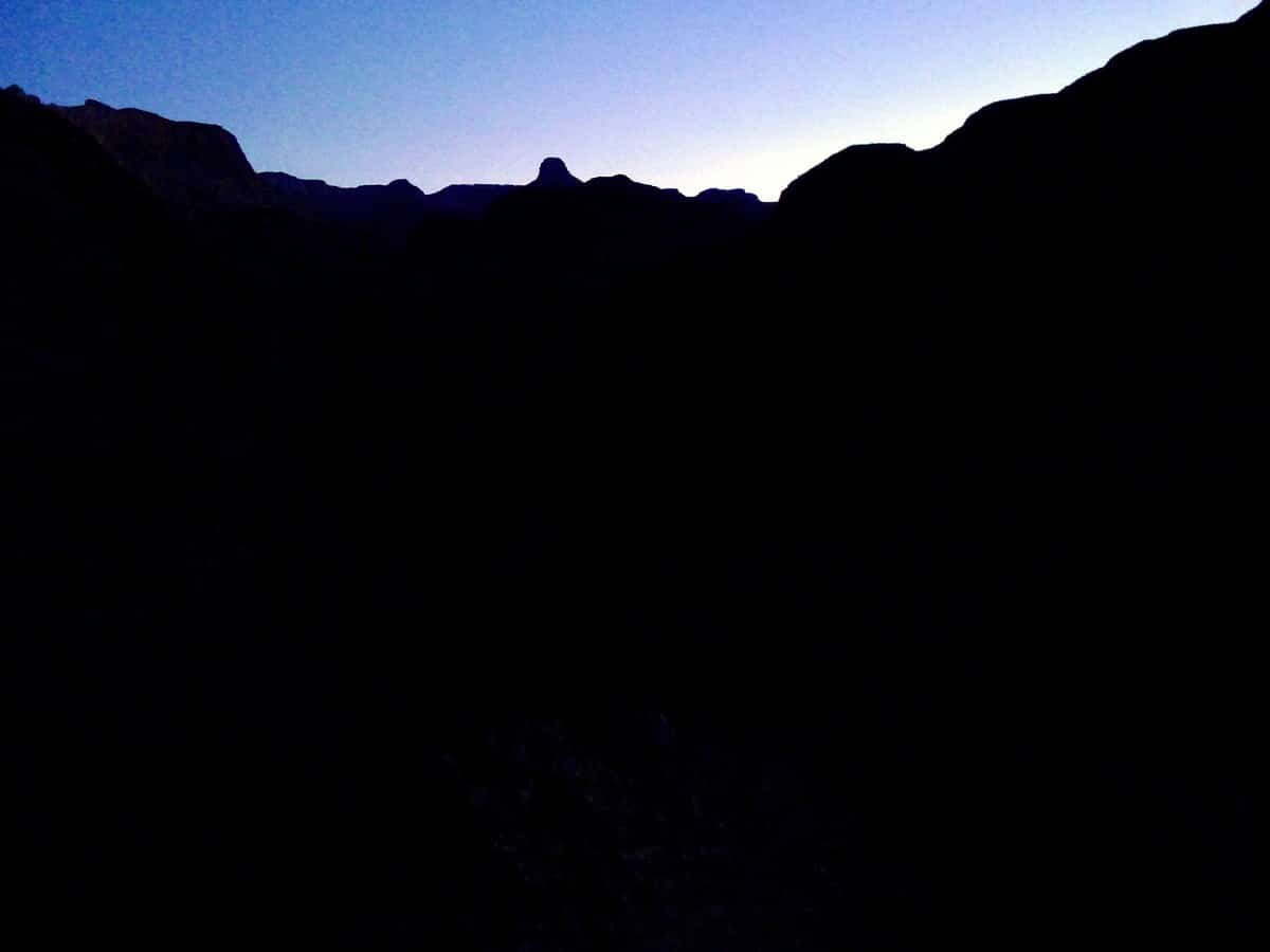 Dawn as you begin on the Bright Angel Trail Hike in Grand Canyon National Park, Arizona