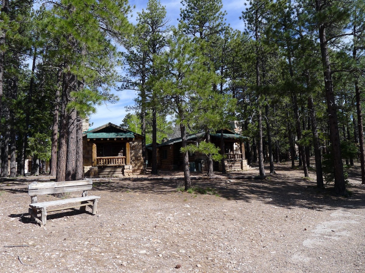 Lodge cabins on the Bright Angel Point Hike in Grand Canyon National Park, Arizona