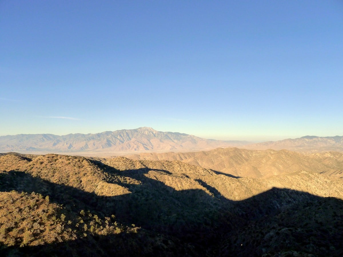 Looking west on the Warren Peak Hike in Joshua Tree National Park, California