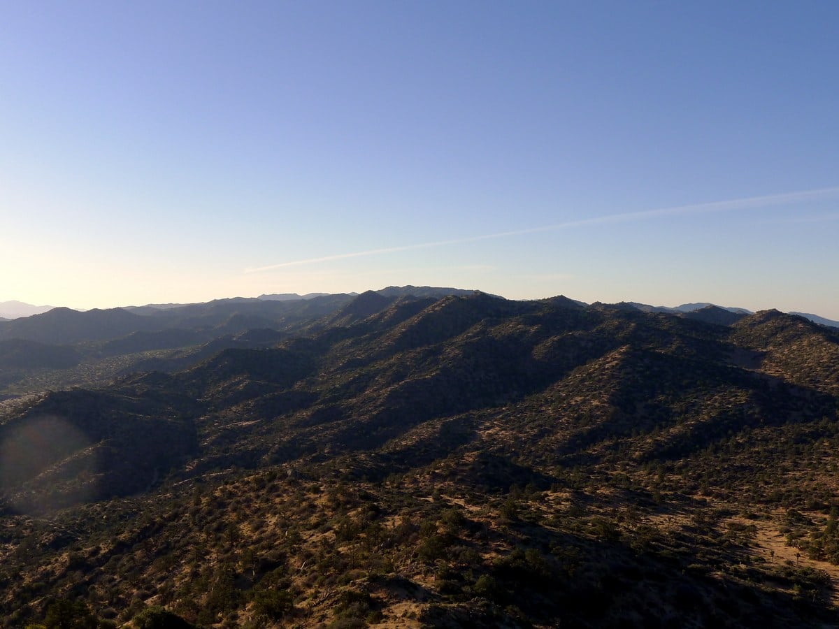 Looking south from the Warren Peak Hike in Joshua Tree National Park, California