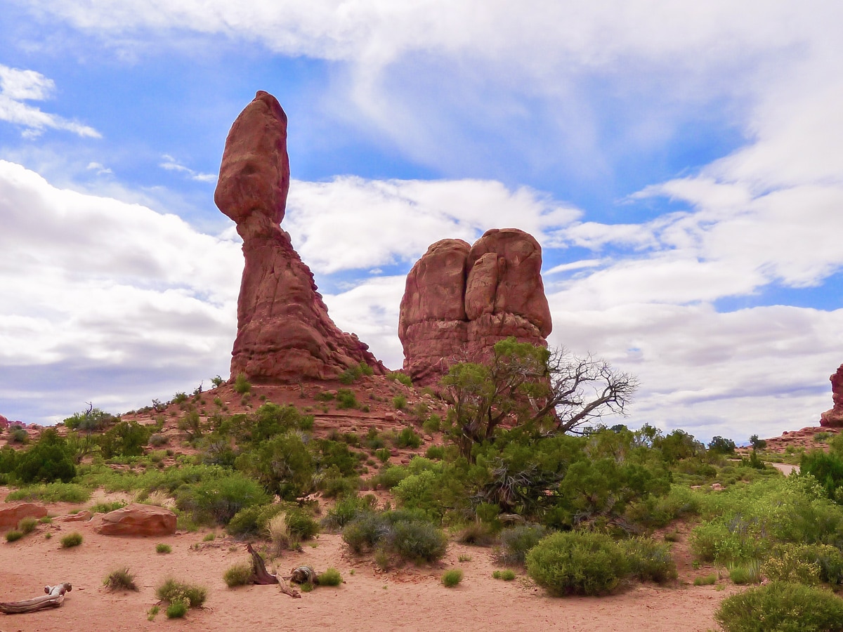 Beginning of trail on Balanced Rock hike in Arches National Park, Utah