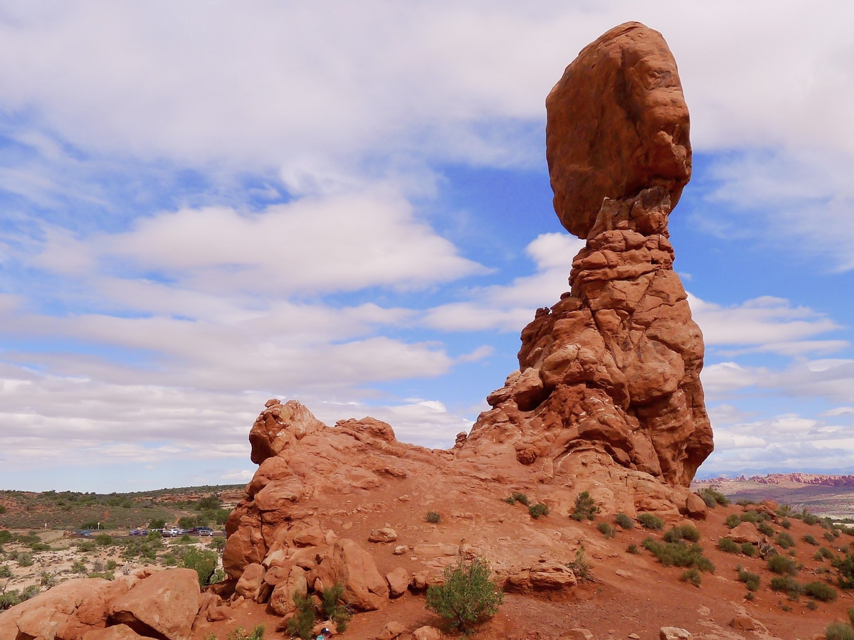 Balanced Rock hike in Arches National Park is surrounded by beautiful scenery