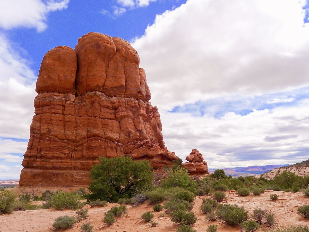 Trail views on Balanced Rock hike in Arches National Park, Utah