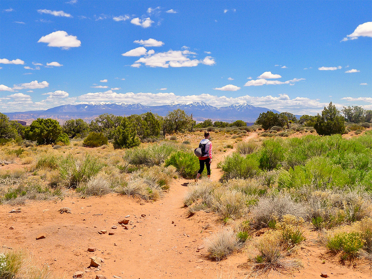 Hiker on Dead Horse Point Loop hike near Moab, Utah