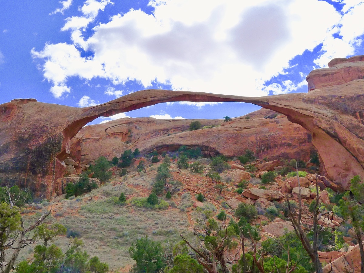 Landscape Arch on Devil's Garden hike in Arches National Park, Utah