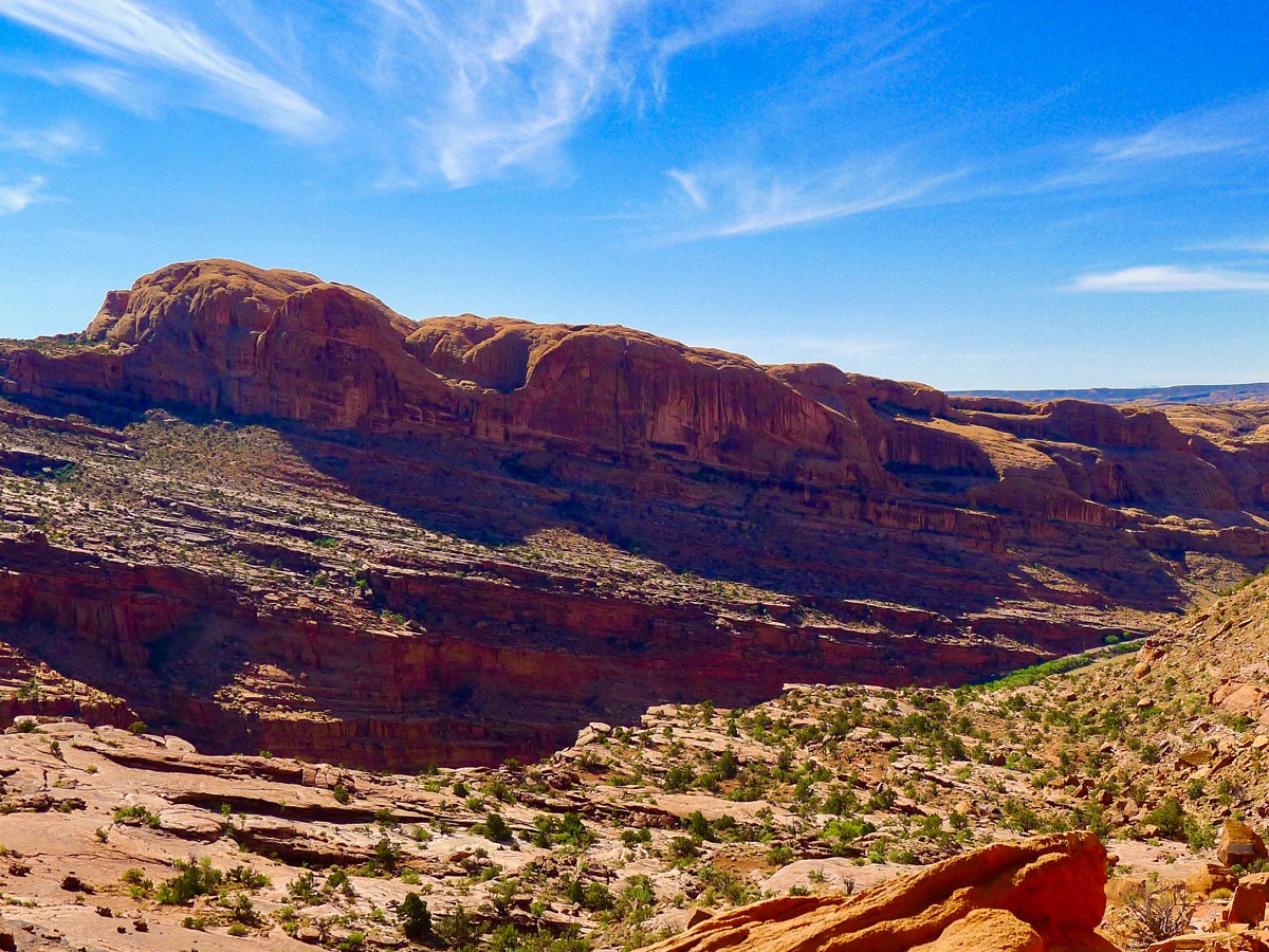 Beautiful views across the valley on Dead Horse Point Loop hike near Moab, Utah