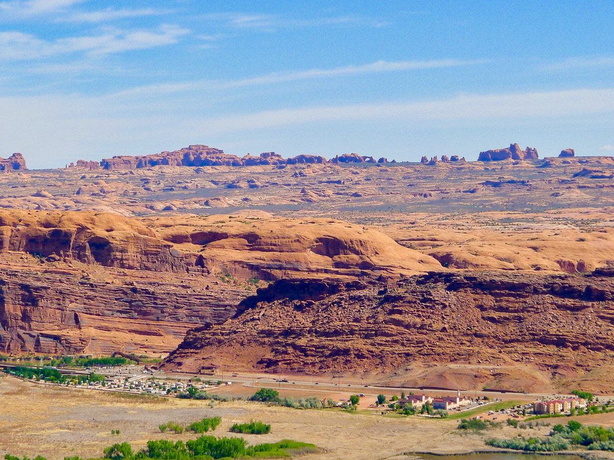 Arches National Park view from Dead Horse Point Loop hike near Moab, Utah