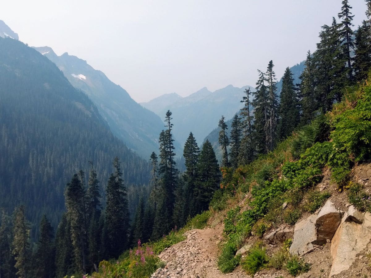 Trail on the Hannegan Pass and Peak Hike near Mt Baker, Washington
