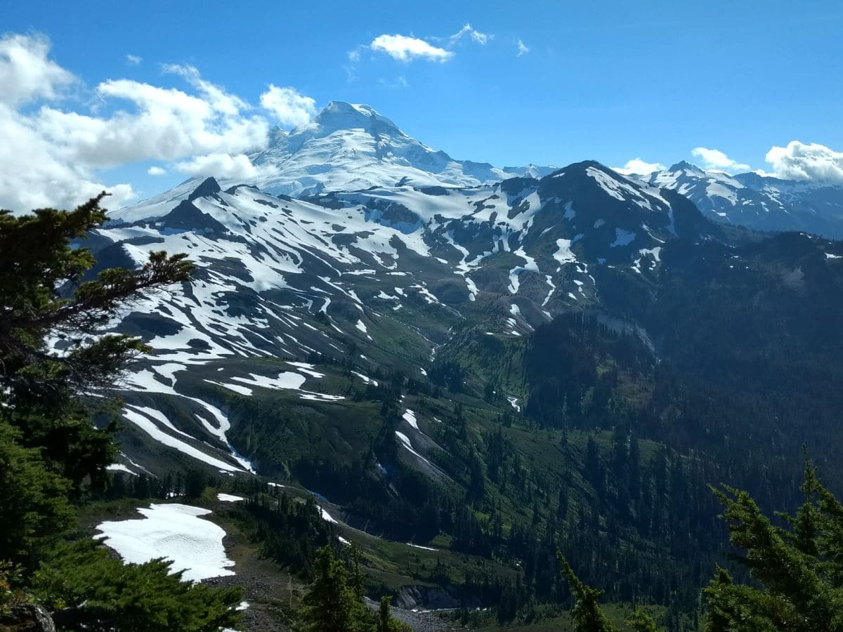 Mount Baker at the end of the trail on the Table Mountain Hike near Mt Baker, Washington