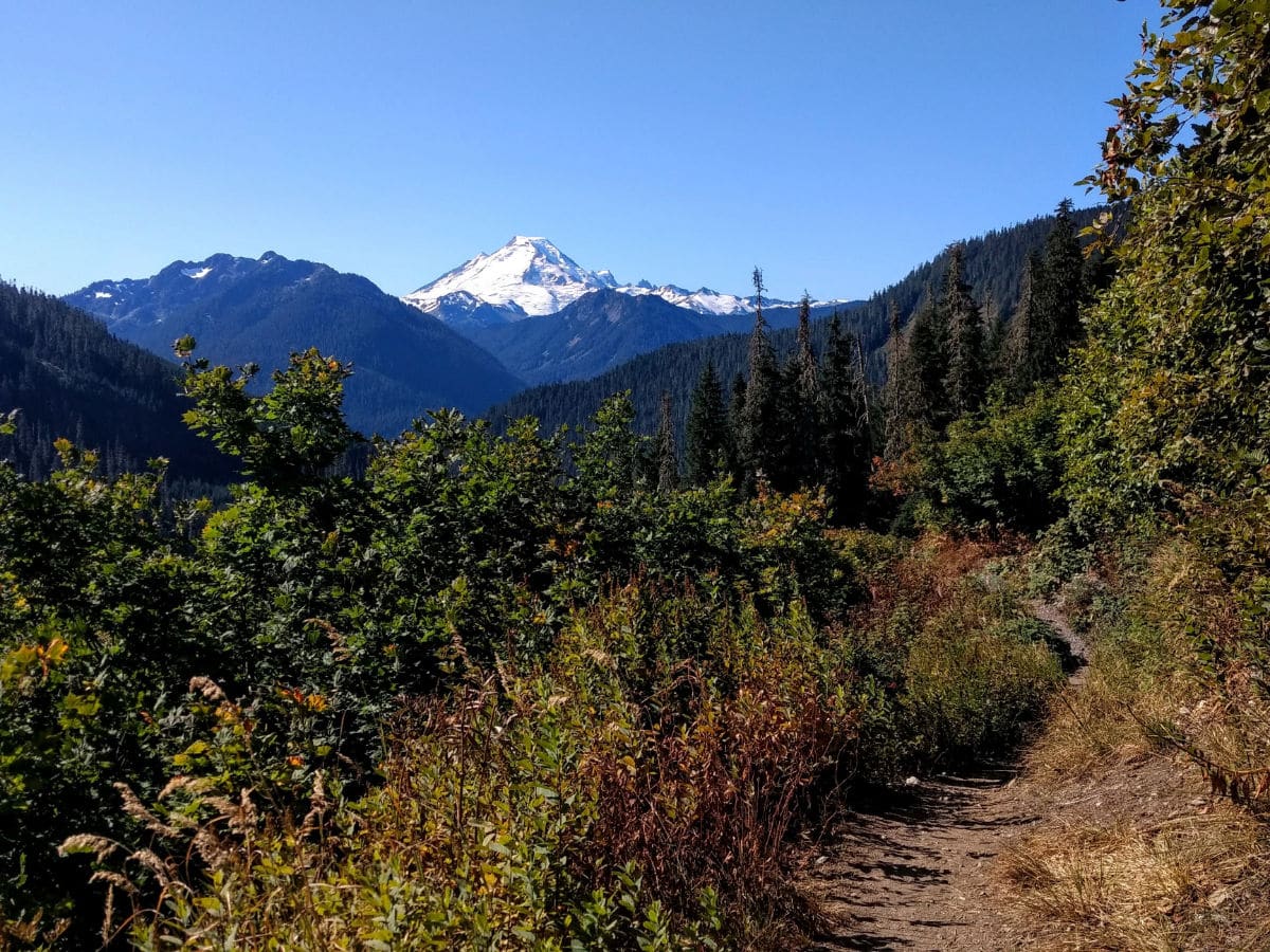 Mountain views in September on the Yellow Aster Butte Hike near Mt Baker, Washington