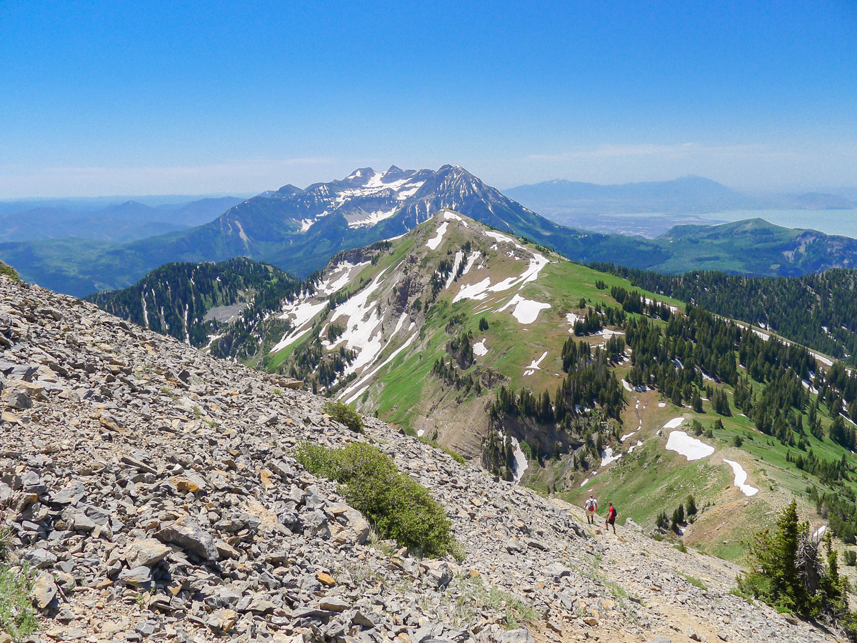 Looking south from the summit of Box Elder Peak hike in Salt Lake City