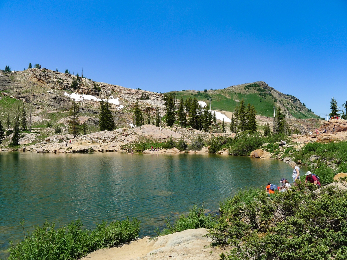 Hikers on Cecret Lake hike near Salt Lake City, Utah