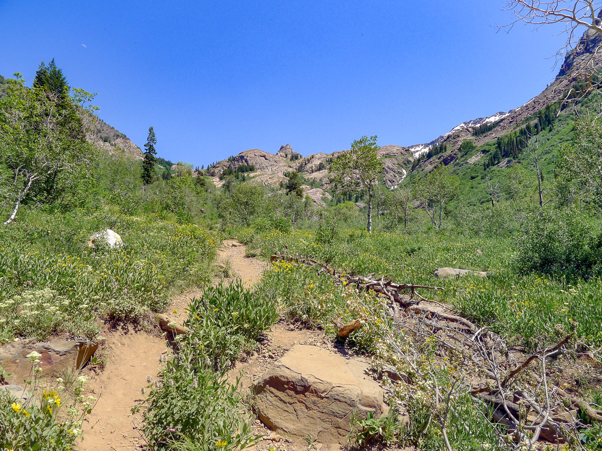 Lake Blanche hike near Salt Lake City has beautiful rock cliffs view