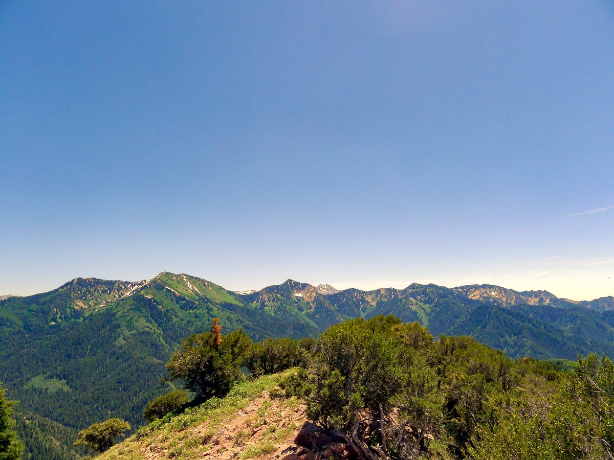 Views south towards Raymond and Gobblers Knob on Mt. Aire hike from Salt Lake City, Utah