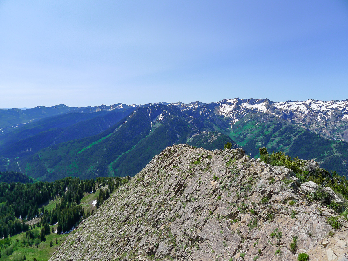 Snowy summits on Mt. Raymond hike in Salt Lake City, Utah