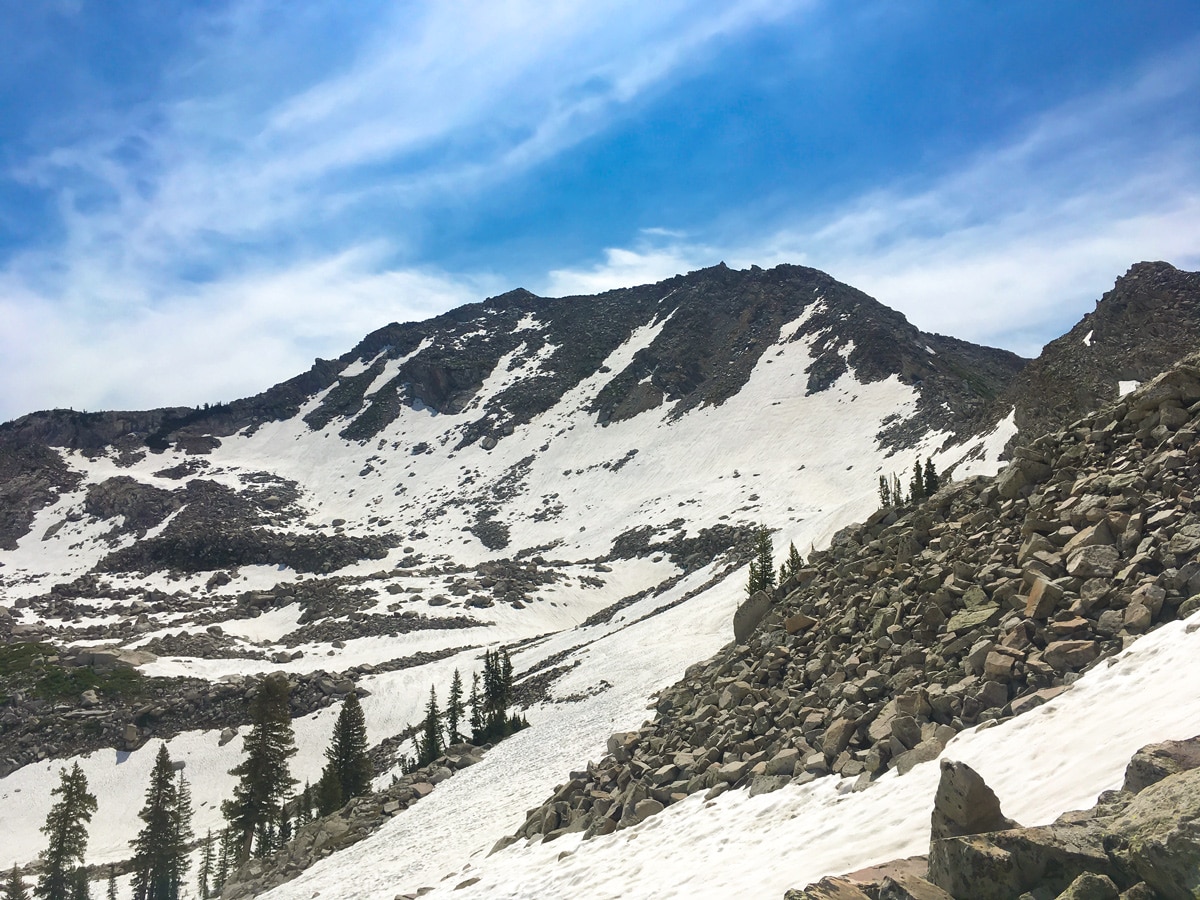 White Baldy view on Red Pine Lake & Pfeifferhorn Ridge hike near Salt Lake City