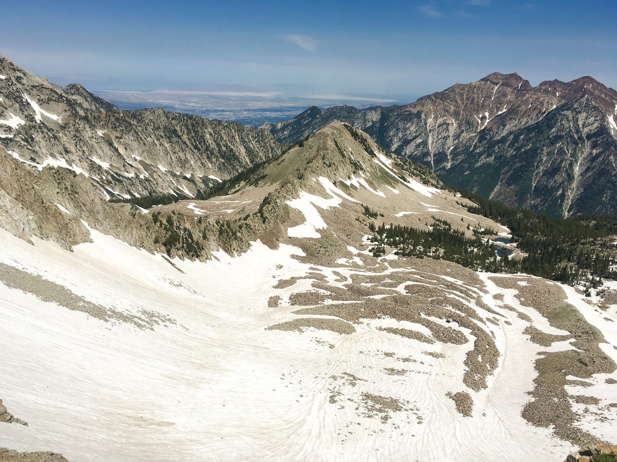 Snowfields on Red Pine Lake & Pfeifferhorn Ridge hike near Salt Lake City