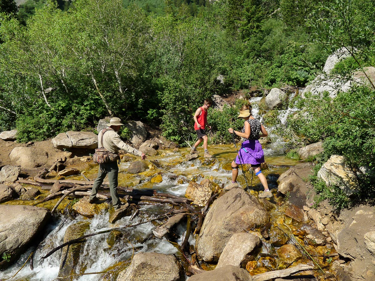 Creek crossing on Silver Lake hike near Salt Lake City