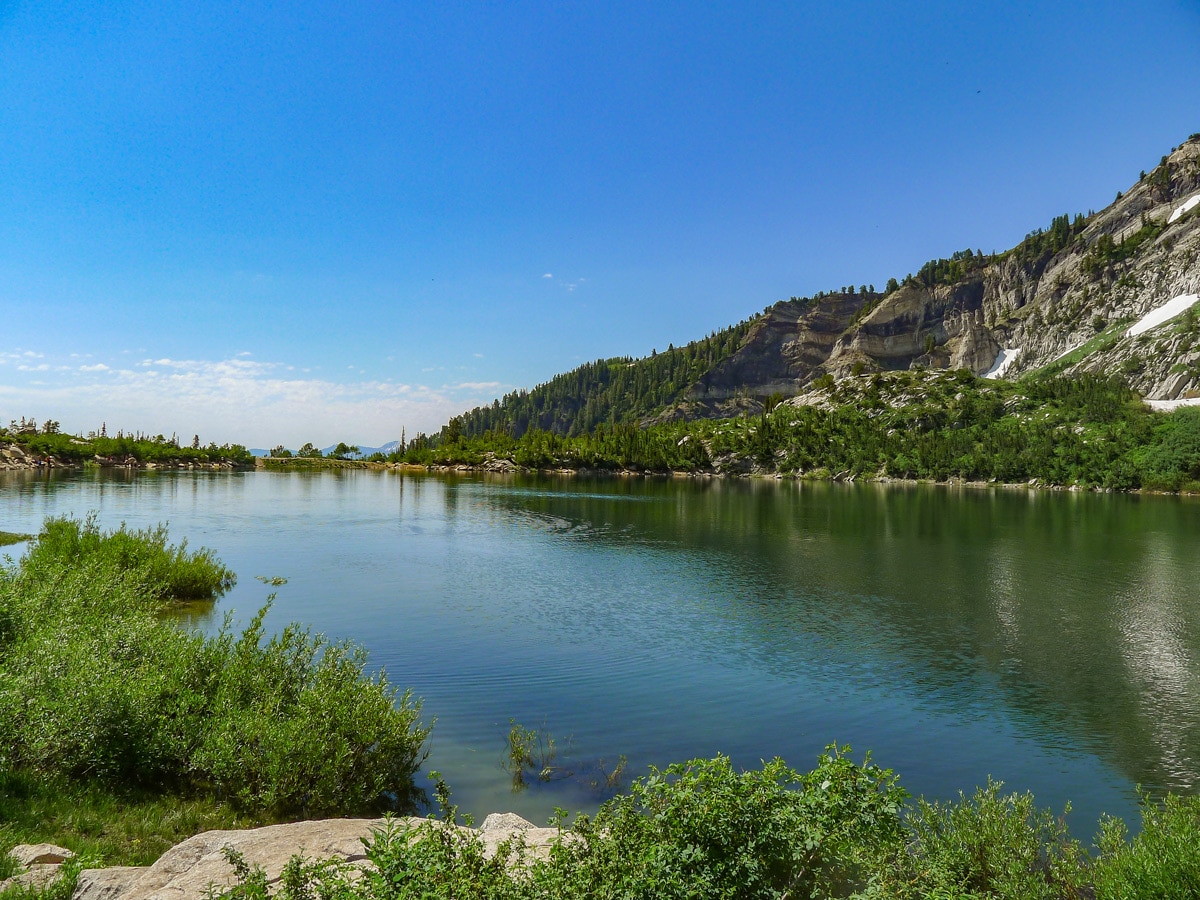 Beautiful green water on Silver Lake hike near Salt Lake City