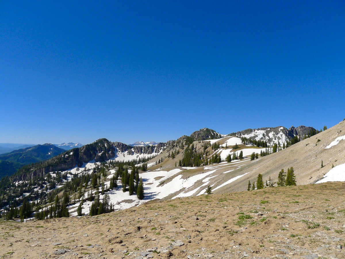 View from Sunset Pass on Sunset Peak trail hike in Salt Lake City, Utah