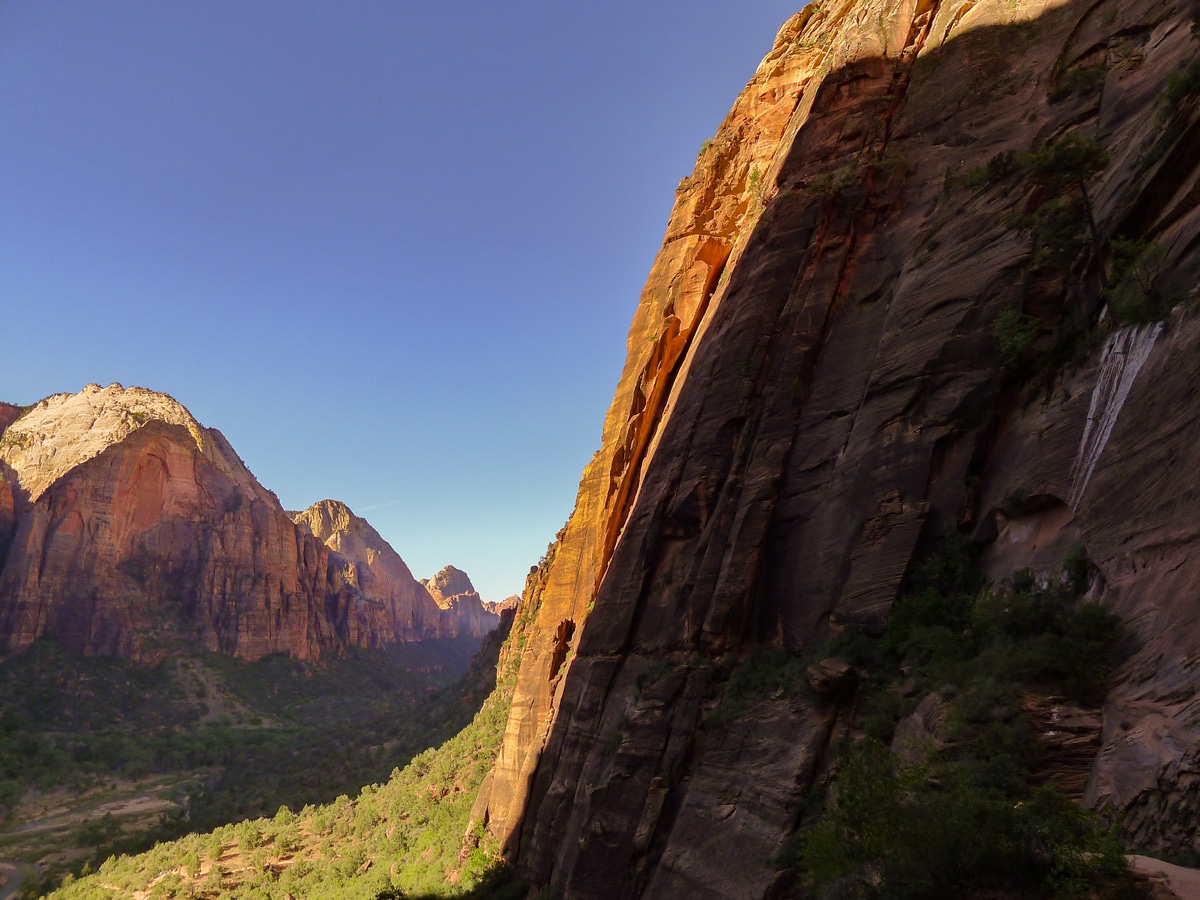 Cliffs of the canyon on Angel's Landing hike in Zion