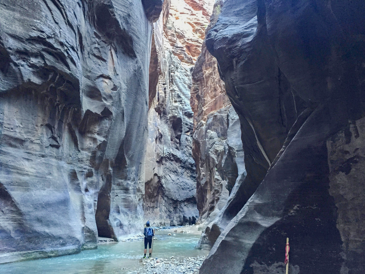 Sunning views on the Narrows hike in Zion National Park, Utah