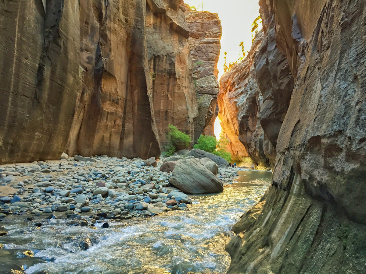 Wide section on the Narrows hike in Zion National Park, Utah