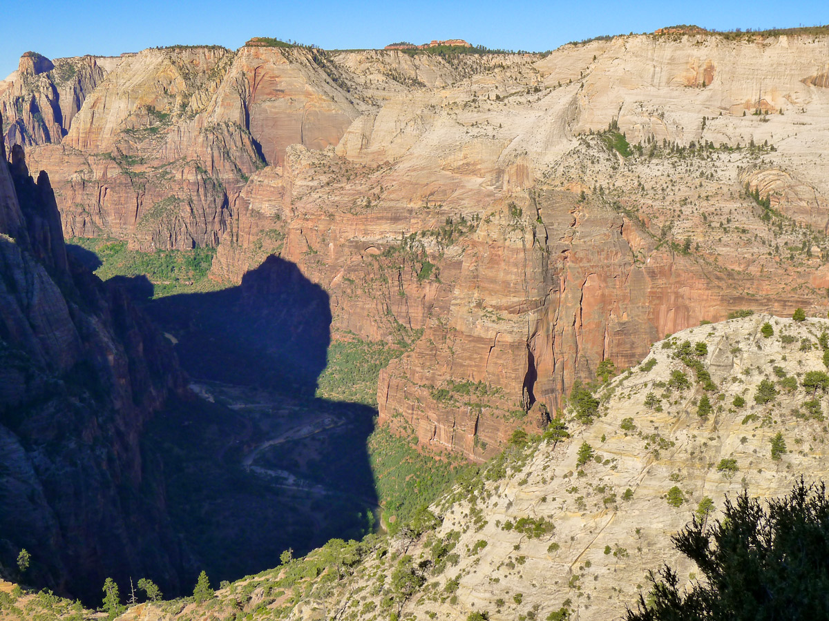 Angel's Landing view from Observation Point hike in Zion National Park, Utah