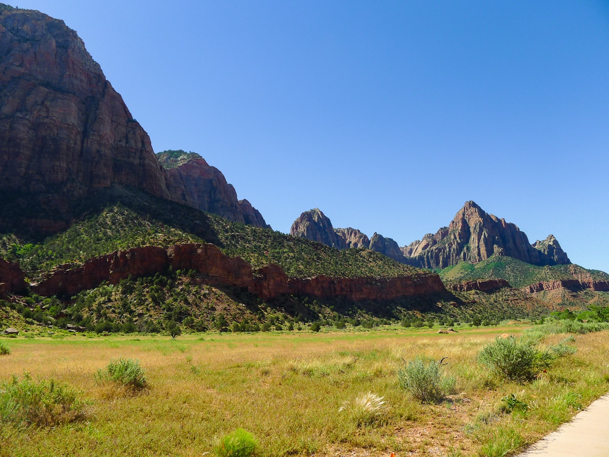 View on Pa'rus River Trail hike in Zion National Park, Utah