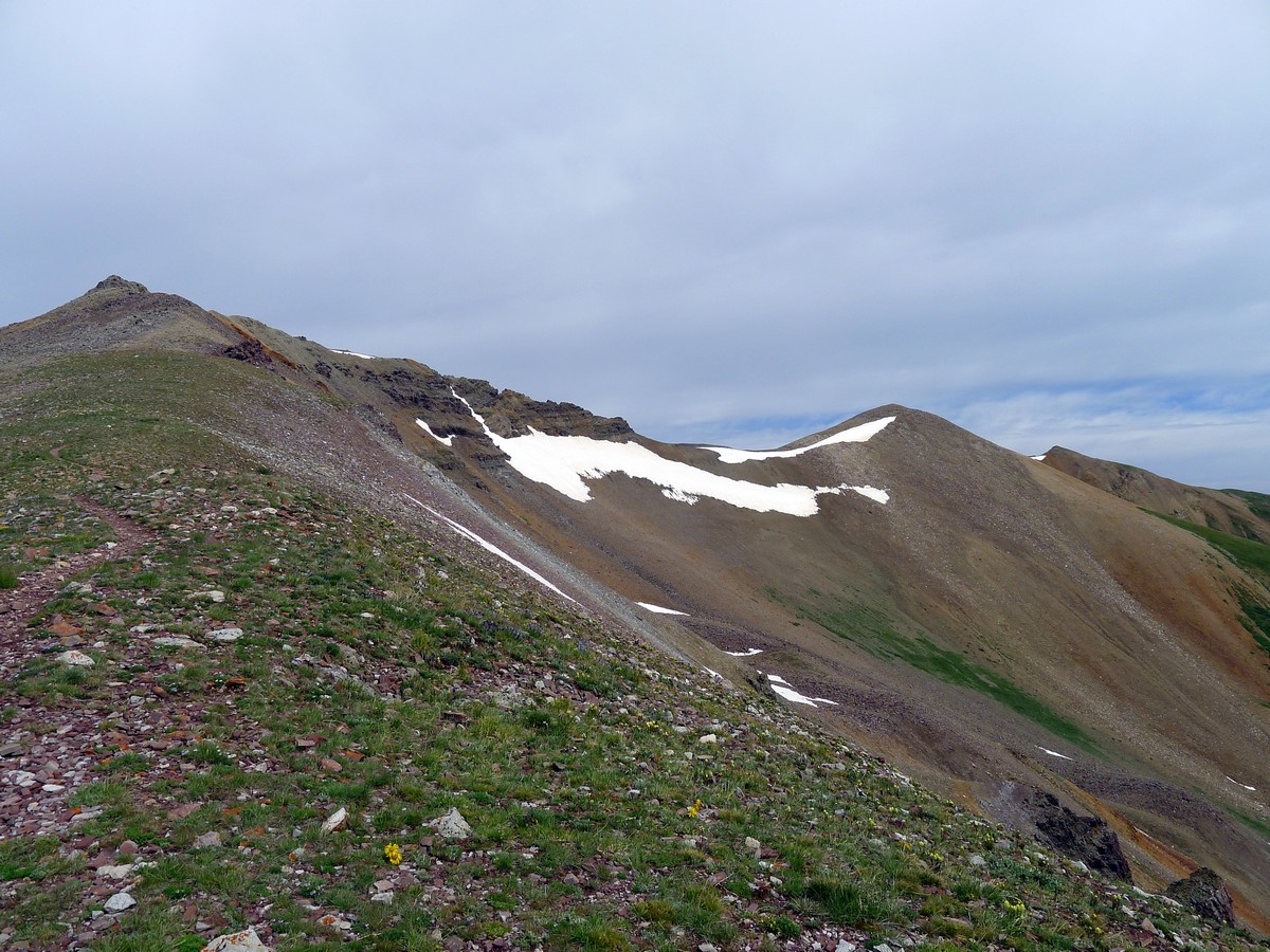 Looking up to the peak from the Electric Pass Hike near Aspen, Colorado