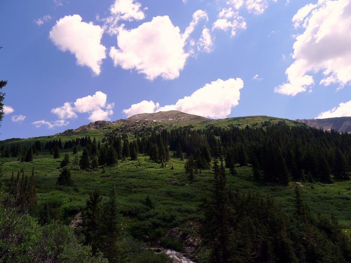 Lost Man Pass trail in Aspen, Colorado overlooking the Twinning Peak