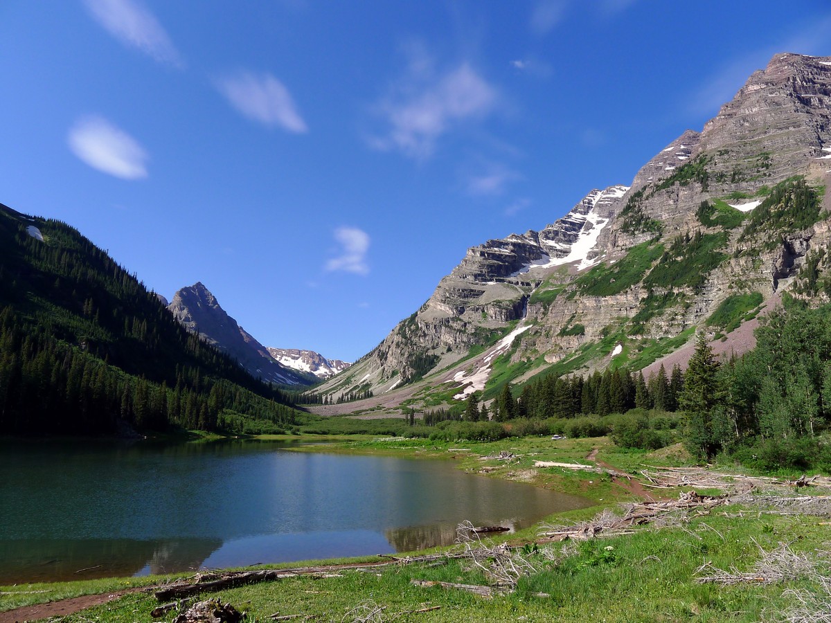 View from the Crater Lake on the West Maroon Pass Hike near Aspen, Colorado