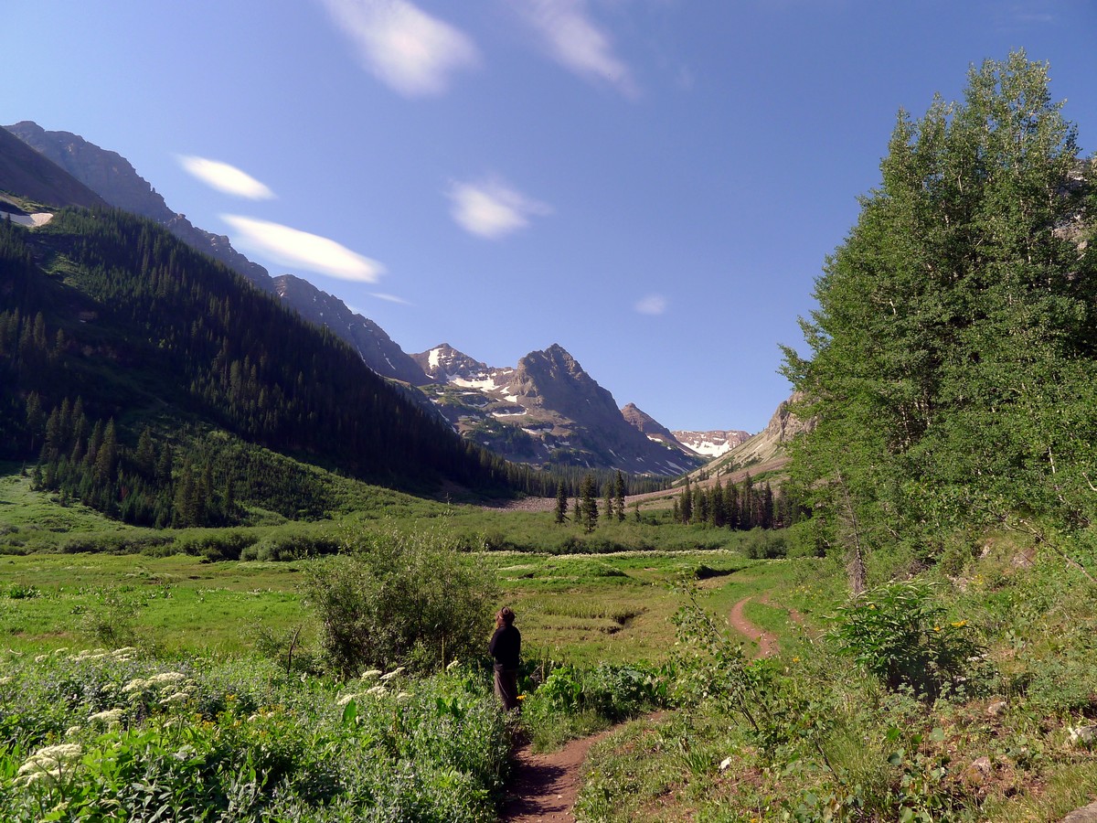 Heading up the meadow on the West Maroon Pass Hike near Aspen, Colorado