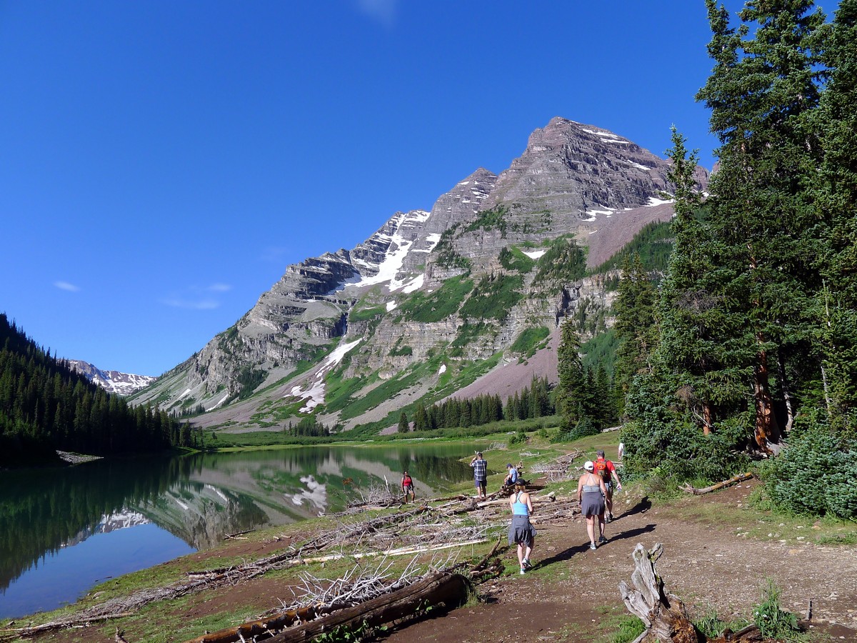 North Maroon Peak and the lake from the Crater Lake Hike near Aspen, Colorado