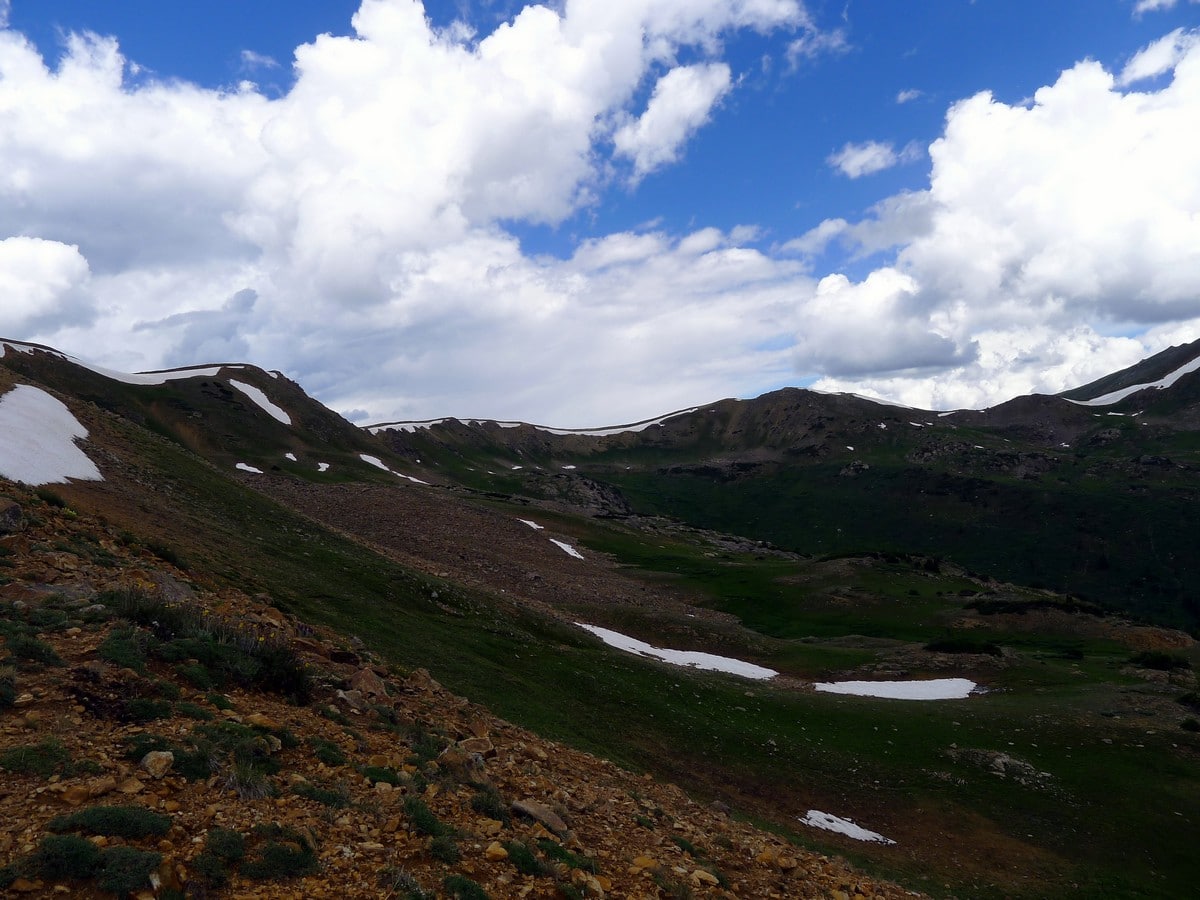 Looking into the alpine cirque from the New York Creek Trail Hike near Aspen, Colorado