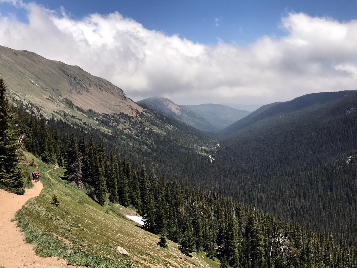 Hiking down on the Lake Dorothy Hike in Indian Peaks, Colorado