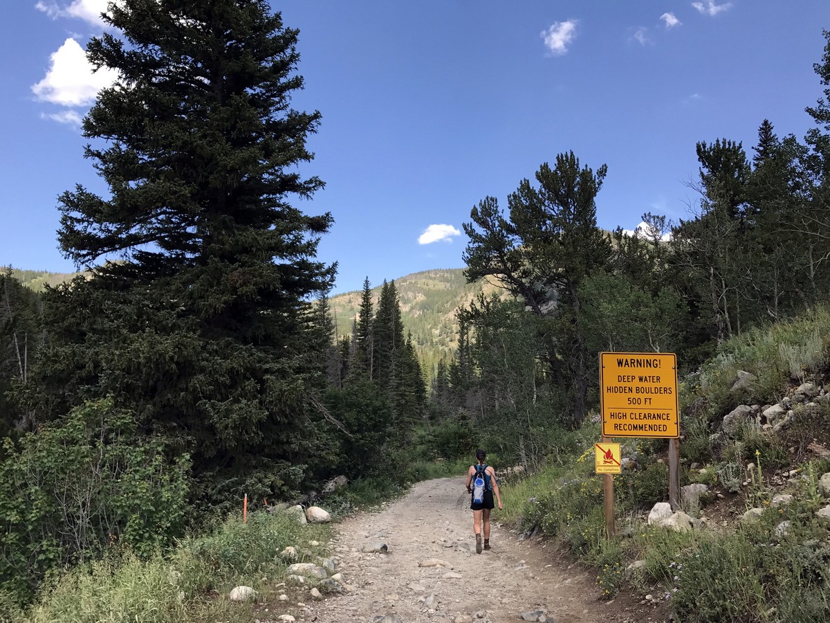 Parking lot of the trailhead of the Lost Lake Hike in Indian Peaks, Colorado