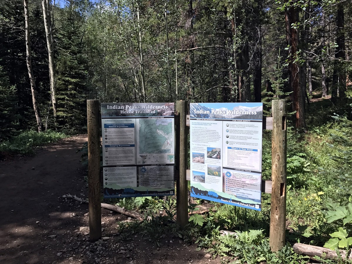 Hessie trailhead on the Lost Lake Hike in Indian Peaks, Colorado