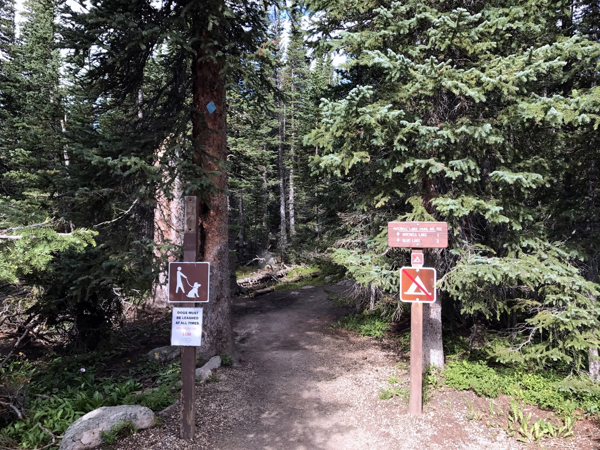 Signs on the Blue Lake Trail Hike in Indian Peaks