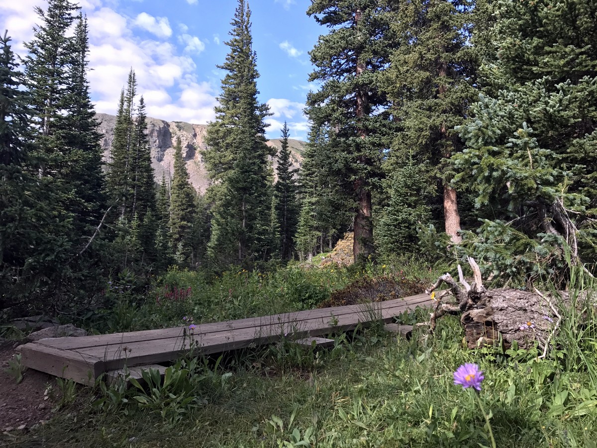 Boardwalk of the Blue Lake Trail Hike in Indian Peaks