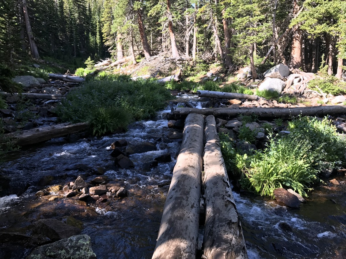 Water crossing on the Blue Lake Trail Hike in Indian Peaks