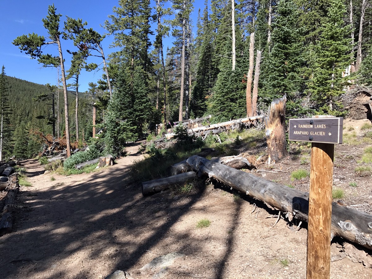 Junction on the Rainbow Lake Trail Hike in Indian Peaks, Colorado