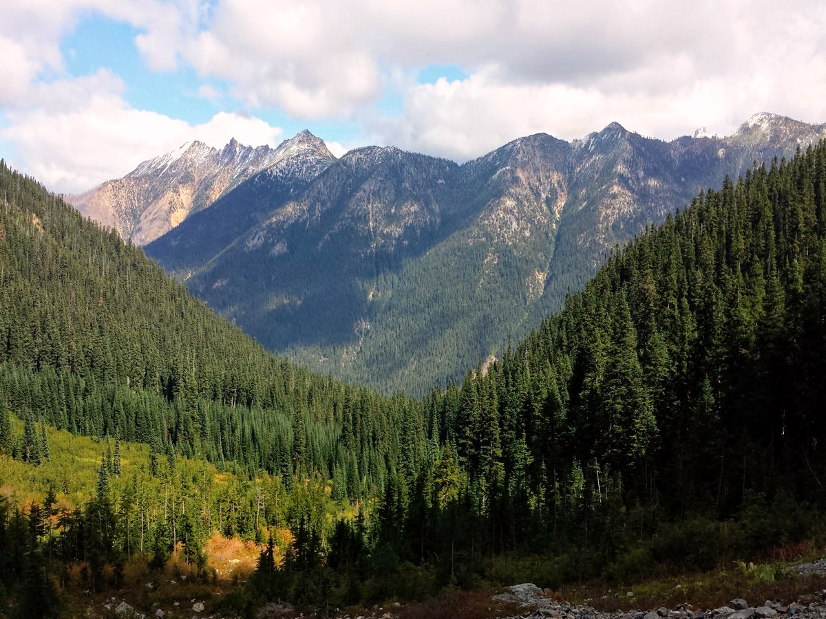 Looking back at Methow Pinnacles on the Easy Pass Hike in North Cascades, Washington