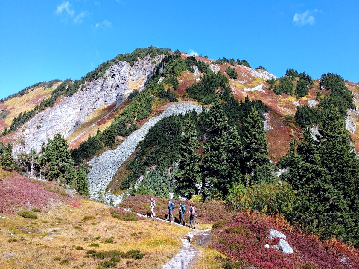 Hikers on the Cascade Pass Hike in North Cascades, Washington