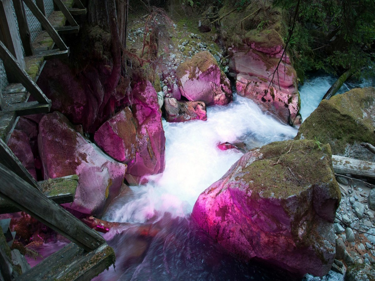 Evening light show on the Ladder Creek Falls Hike in the North Cascades National Park, Washington