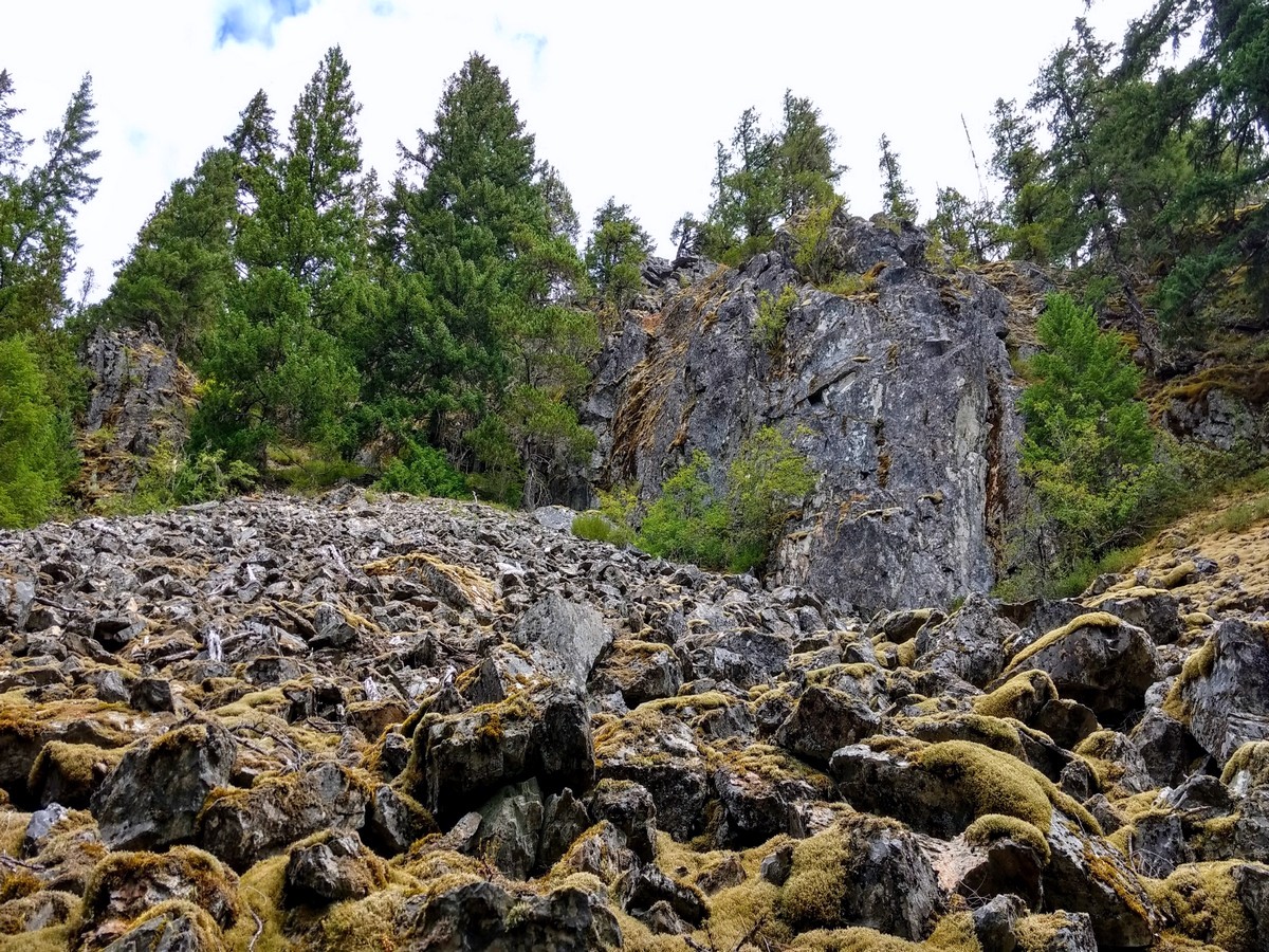 Talus slope on the Diablo Lake Trail Hike in North Cascades National Park, Washington